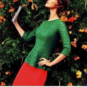 Moulinette Soeurs Emerald Green Peplum Top Size 12